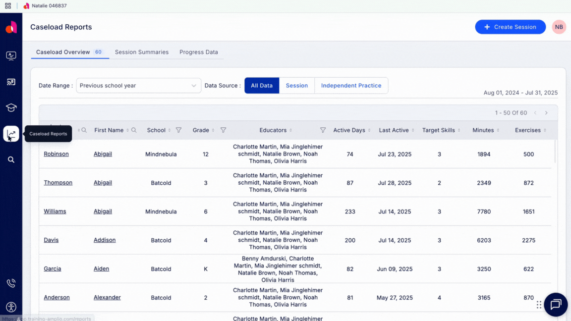 Caseload Overview Set Date Range and Data Source
